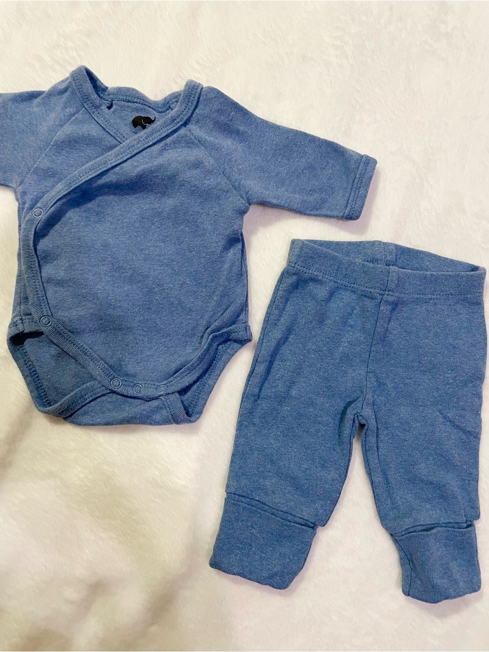 Monica + Andy Hello Baby Top & Pants - Preemie/Heather Blue/Organic Cotto